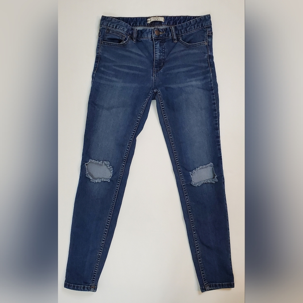 Free People Distressed Busted Knee Skinny Jeans